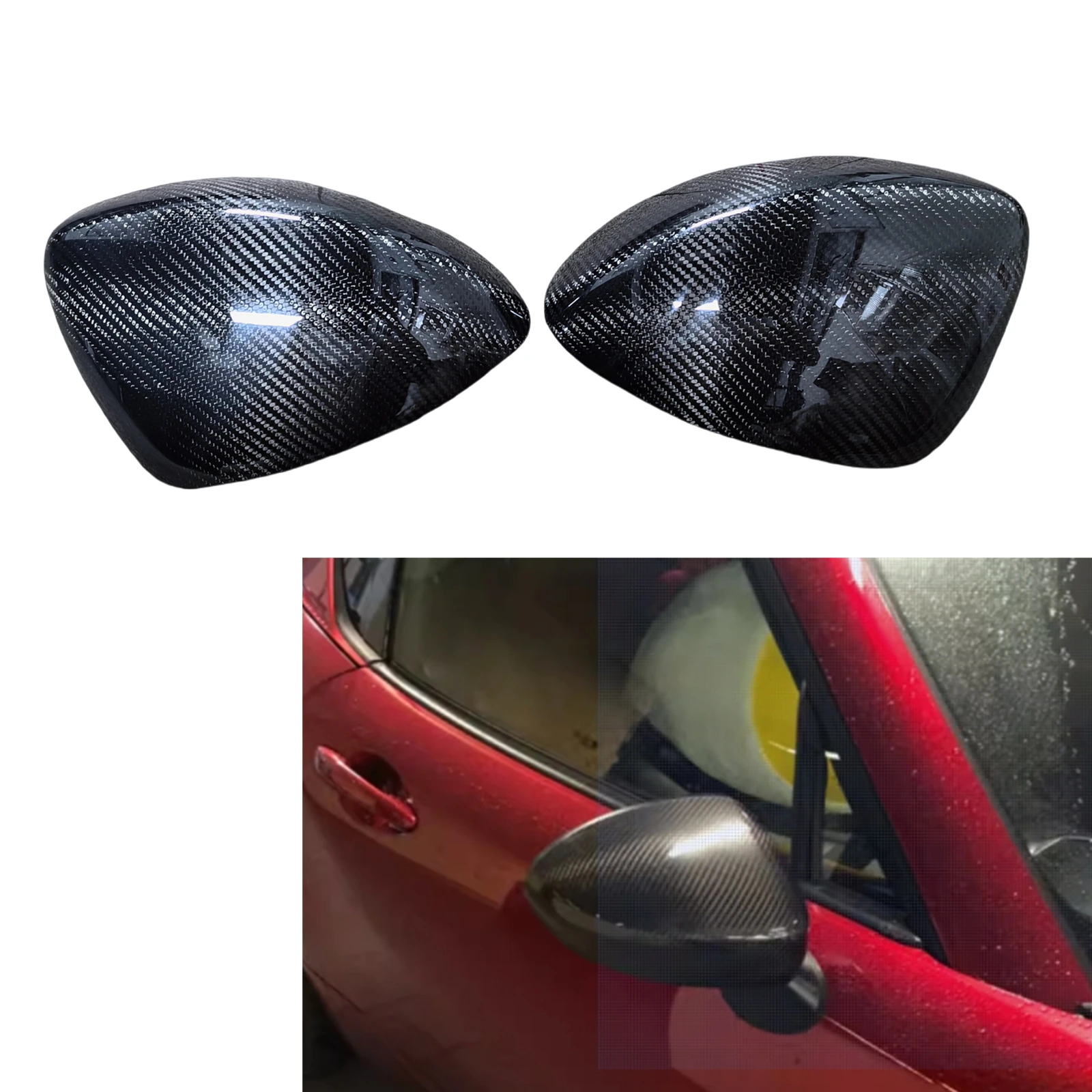 

Rear View Mirror Cover For Mazda MX-5 Miata MX5 2016-2025 Real Carbon Fiber Side Exterior Rearview Cap Shell Add On Type