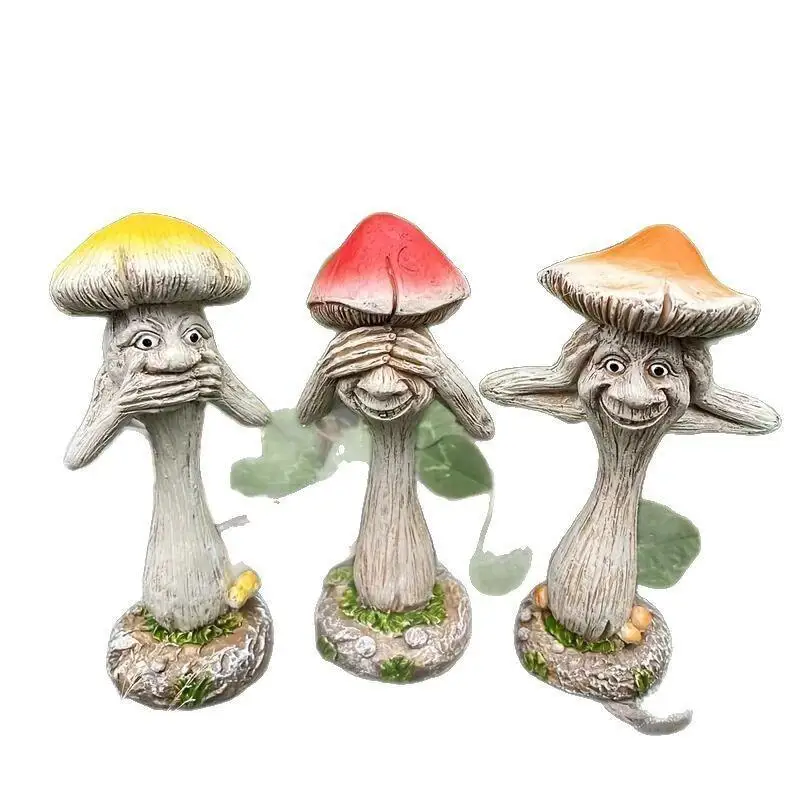 Outdoor Ornamental Art Figurines Decoration Funny Resin Mushroom Decor Crafts  For Garden Yard Home Decoration Cute Whimsical