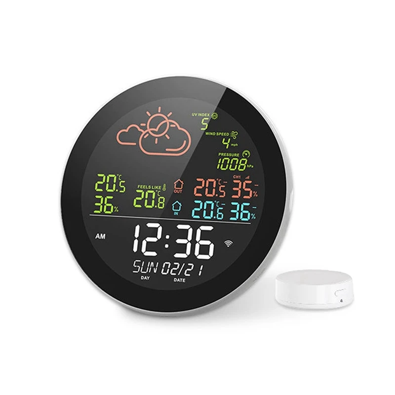 Tuya WIFI Weather Station Table Clock Outdoor Indoor Temperature Tester Weather Forecast Thermometer Hygrometer