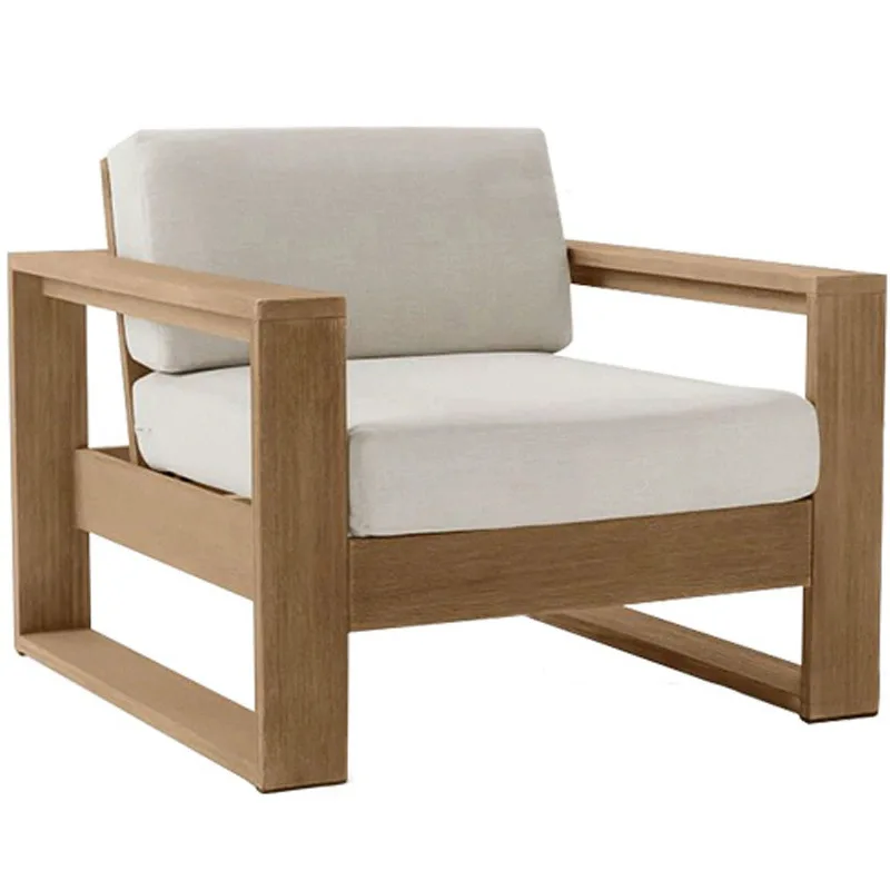 Outdoor villa courtyard sofa high-end teak furniture three-piece leisure hotel B&B rainproof sunscreen sofa chair