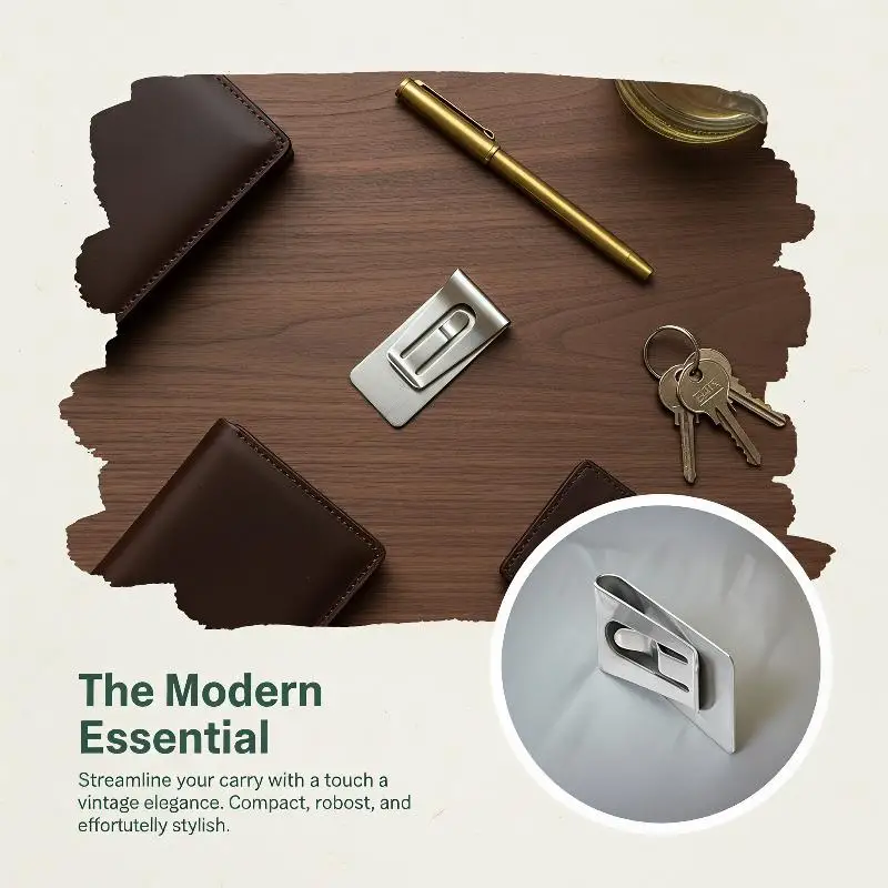 Men's Stainless Steel Ultra Slim Money Clip Lightweight Pocket ID Credit Card Holder for Gift for Him