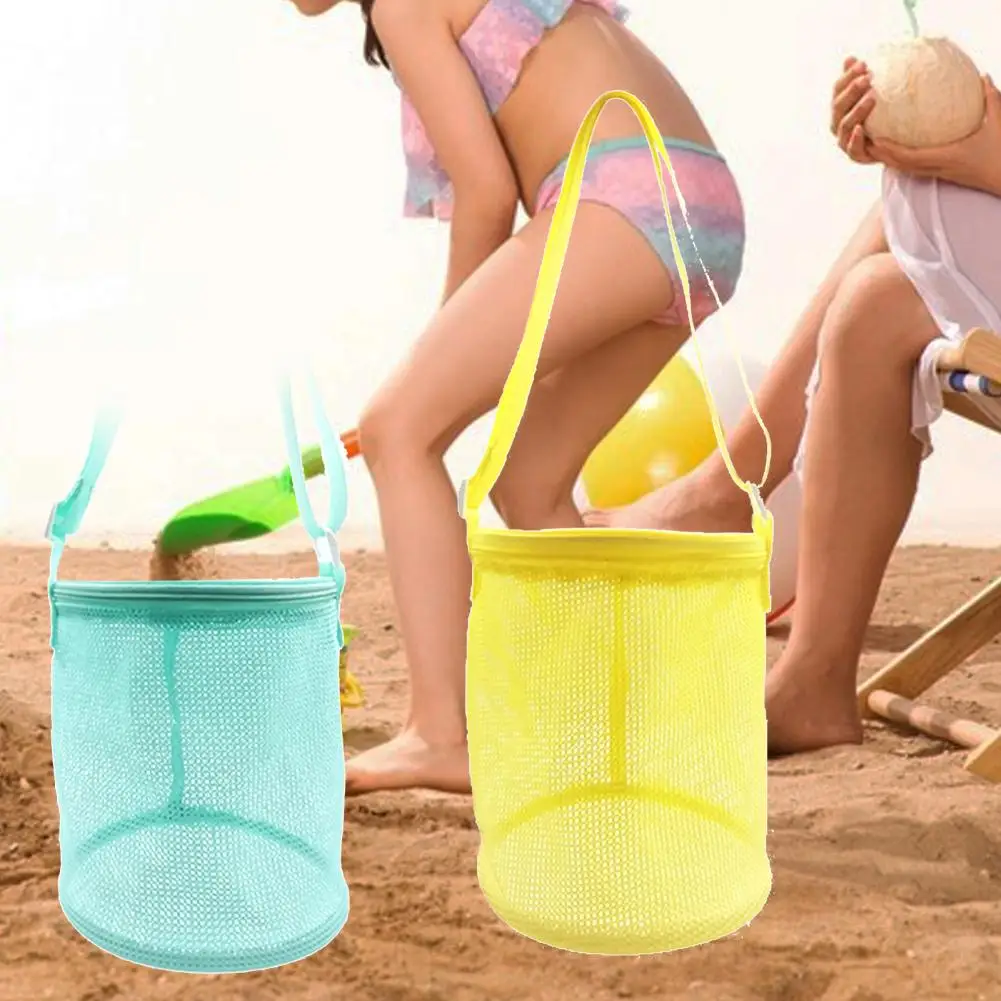 Sand-proof Beach Bag Storage Mesh Bag Filter Drainage Foldable Adjustable Strap Seashell Sunglasses Stoarge Pouch Tote Bag