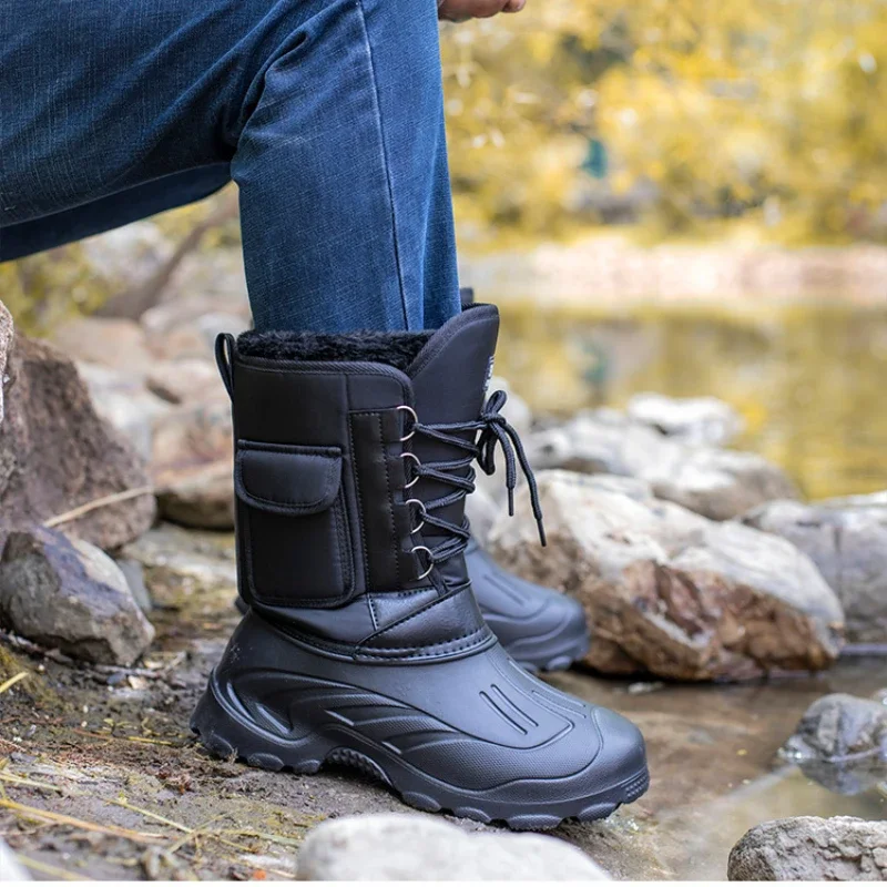 Botas de deporte al aire libre para hombre, zapatos impermeables, Botas de lluvia ligeras, botas de nieve de pesca, zapatos de trabajo, zapatillas de deporte, invierno, 2024