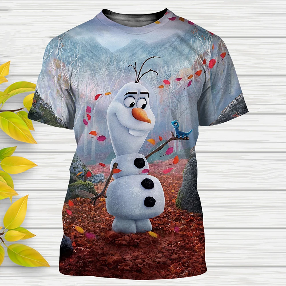 MINISO Funny T-Shirts Frozen Cartoon Anime Olaf 3D Print Streetwear Kids Adults Fashion Oversized T Shirt Kids Boy Girl Tee Tops