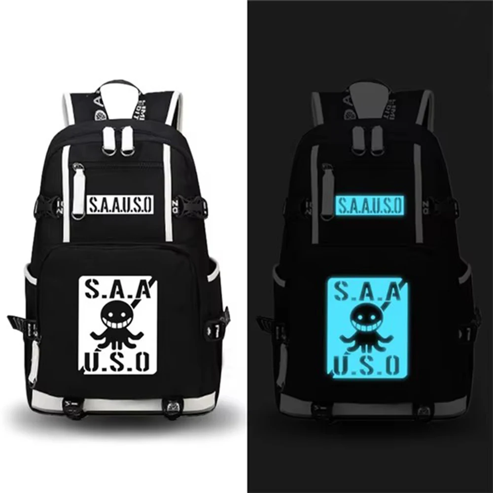 Assassination Classroom Korosensei Anime School Backpack Oxford Luminous Laptop Backpack Large Cartoon Boolkbag Travel Bagpack