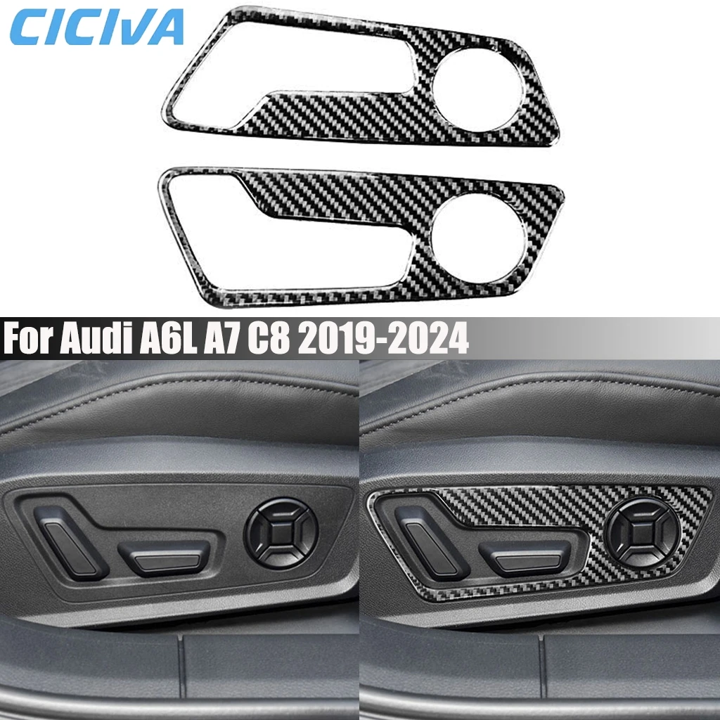 

Carbon Fiber Car Accessories Seat Adjustment Panel Interior Cover Modified Trim Soft Sticker For Audi A6 A6L A7 C8 2019-2024