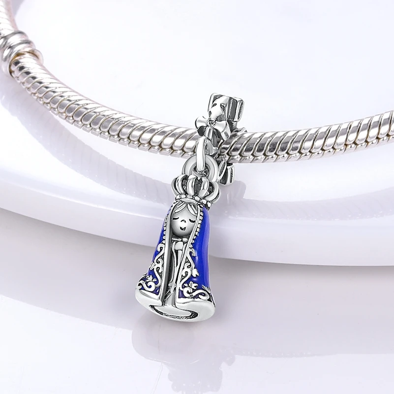 925 Sterling Silver Charms Spinning Eye Cross The Virgin Mary Beads Fit Original Pandora Bracelet For Women Jewelry Making