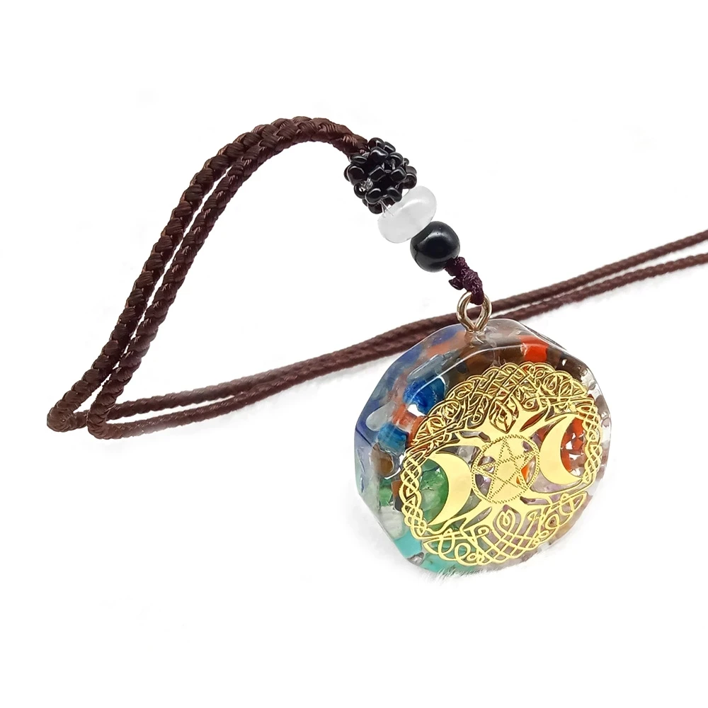 CHAKELA Orgonite Meditation Balance EMF Energy Generator Orgone Amulet 7 Chakra Pendant Necklace Protection Sweater Chain Jewelr