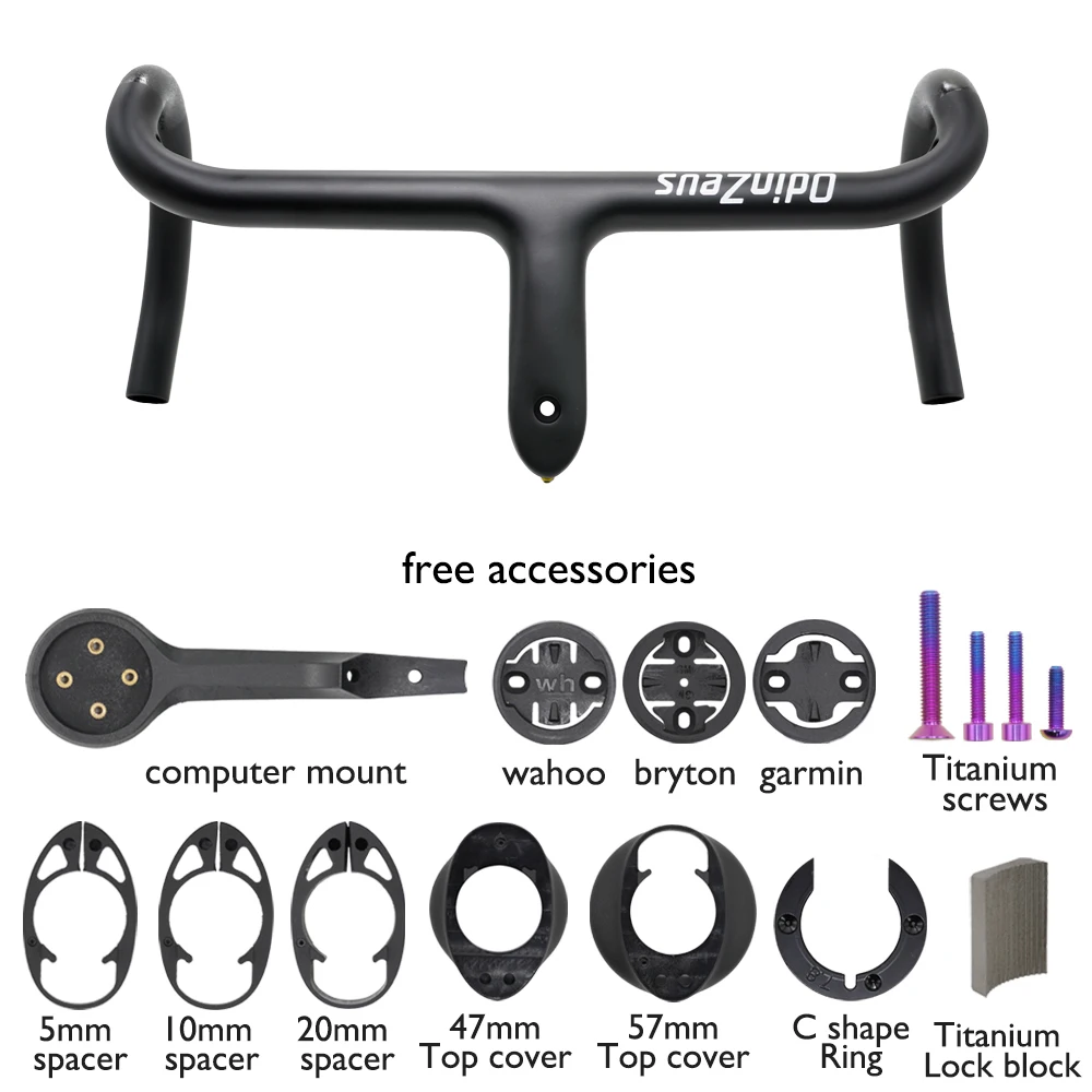 

Carbon Fiber Integrated Road Bike Handlebar 360-440mm, Internal Cable Routing, 28.6mm Clamp Lightweight Aero Design for Cycling