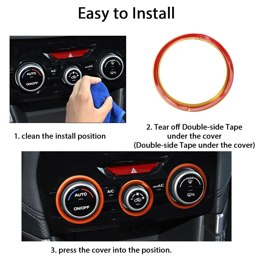Car Air Condition Switch Knob Decorative Outer Ring For Subaru Forester 2019 2020 2021 2022 2023 Crosstrek XV Impreza 2018-2023