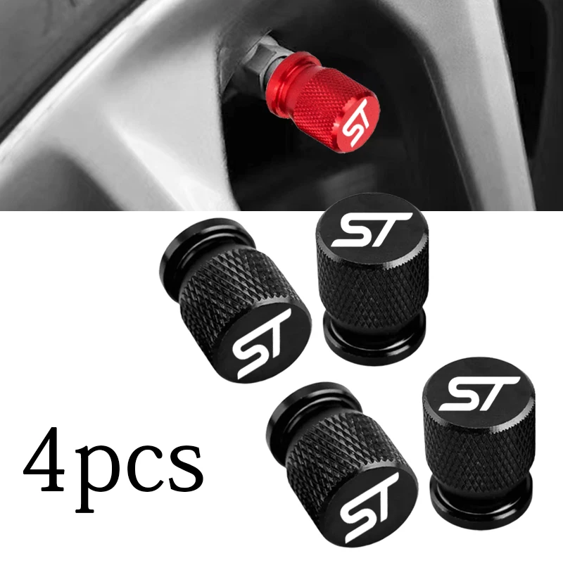 4pcs For Ford ST FOCUS 2 3 Mondeo Fiesta Kuga MK2 MK3 MK4 Car Wheel Tire Valve Caps Tyre Stem Covers Airdust Waterproof