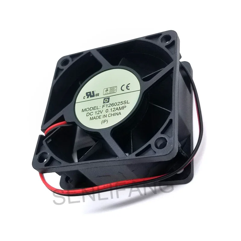 Ventilador de refrigeração para Everflow, 6cm, F126025SL, DC12V, 0.12AMP, 2 linhas, 60x60x25mm, Novo