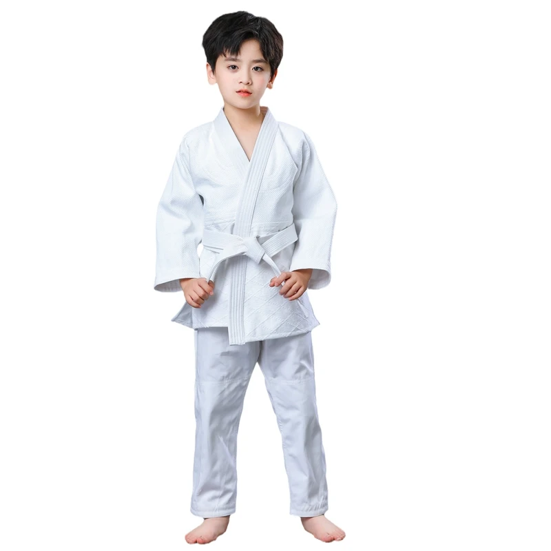 Single  Weave Judo Gi 450 GSMS Juodgi for Competition or Training  Judo Kimono Pant  White and Blue  Free White Belt