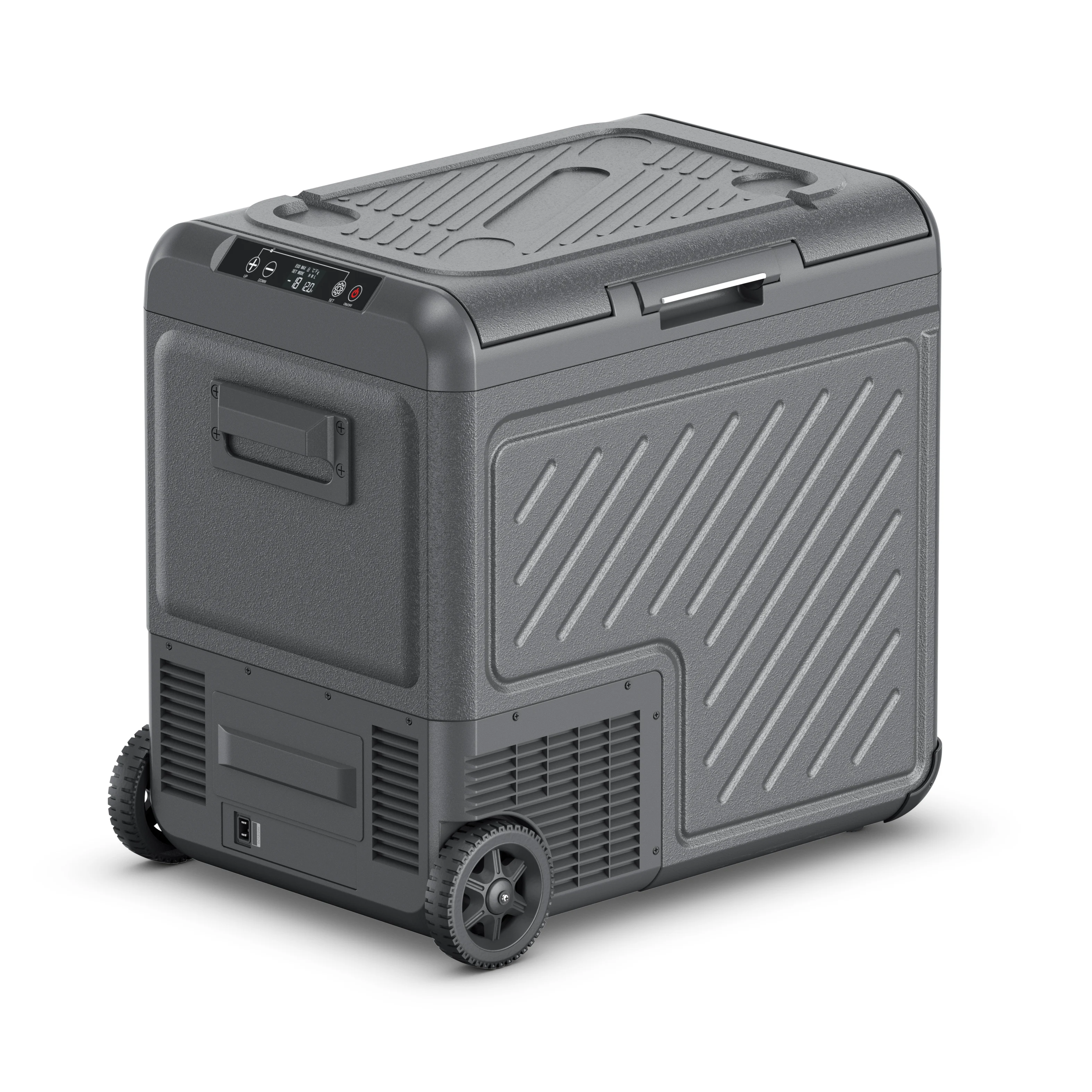 Dual-Zone 55L Sports Design Portable Compressor Car Fridge Freezer For Camping Truck RV Boat 12V/24V/AC 12-20 Temperature