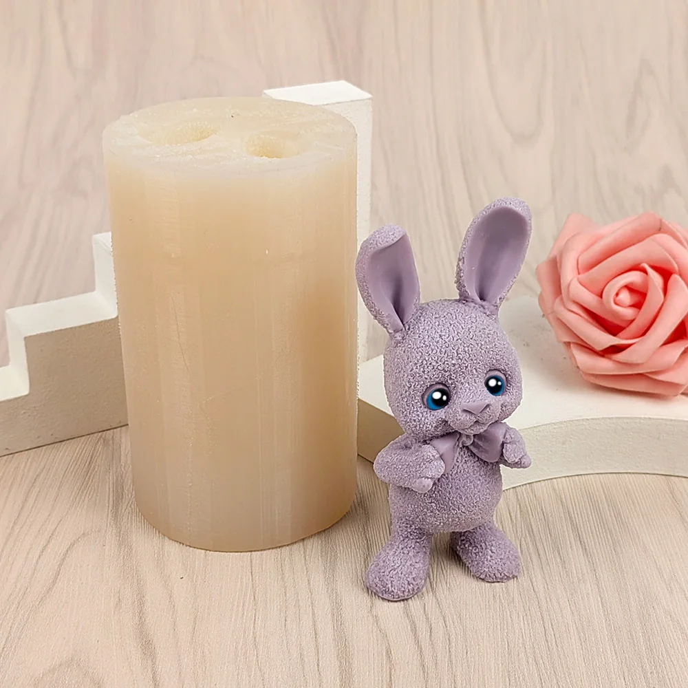 

DW0406 PRZY Silicone Candle Mold Soap Molds 3D Bowtie Long Ear Rabbit Moulds Animals Wedding Birthday Valentine's Day Clay