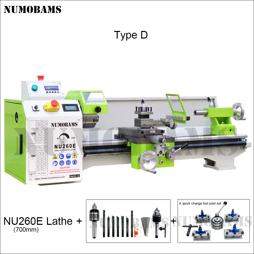 NUMOBAMS NU260E Mini Lathe Machine 1500W 220V Metal Lathe For Hobby Precision Turning Projects