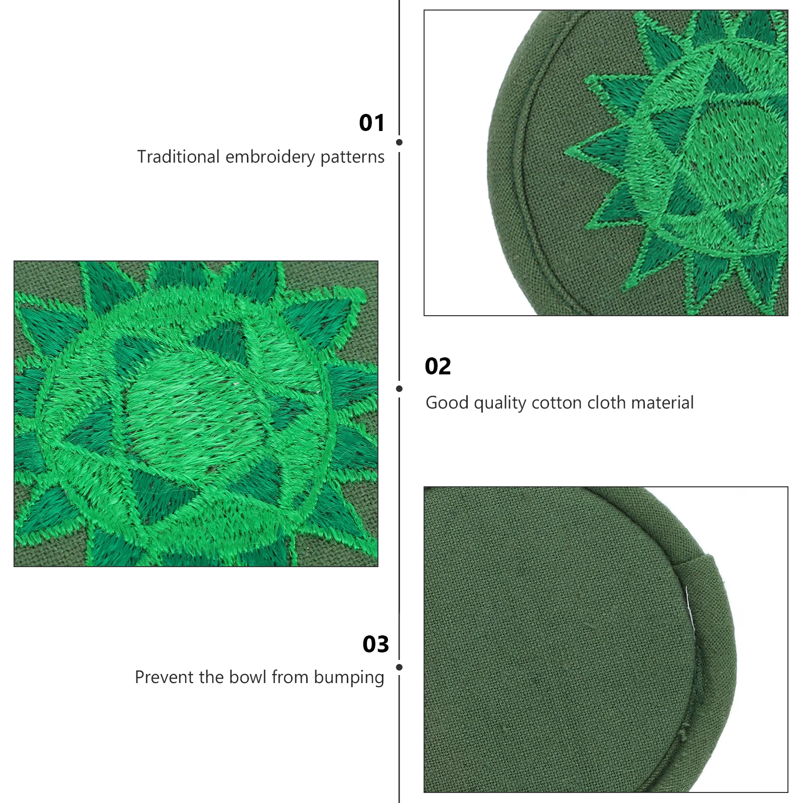 

1pcs Embroidery Tea Pot Cushion Lightweight Compact Design Durable Buddhist Sound Bowl Pad Religious Ritual Implement Rounded