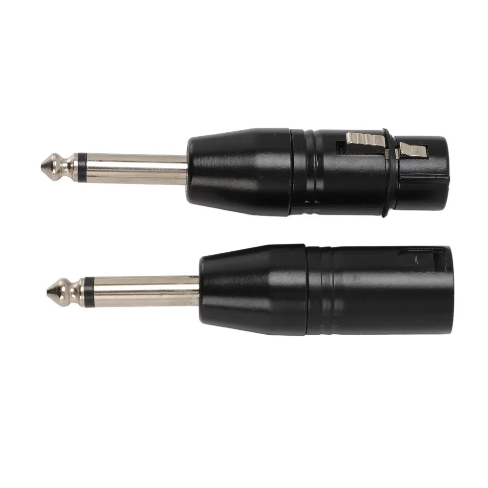 1 Pair 6.35mm Male To XLR 3pin Male + Female 1/4 Inch Male To XLR Adapter Plug and Play Microphone Audio Adaptor