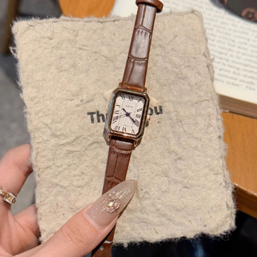 Fashion temperament minimalist luxury belt small dial square with quartz women's watch