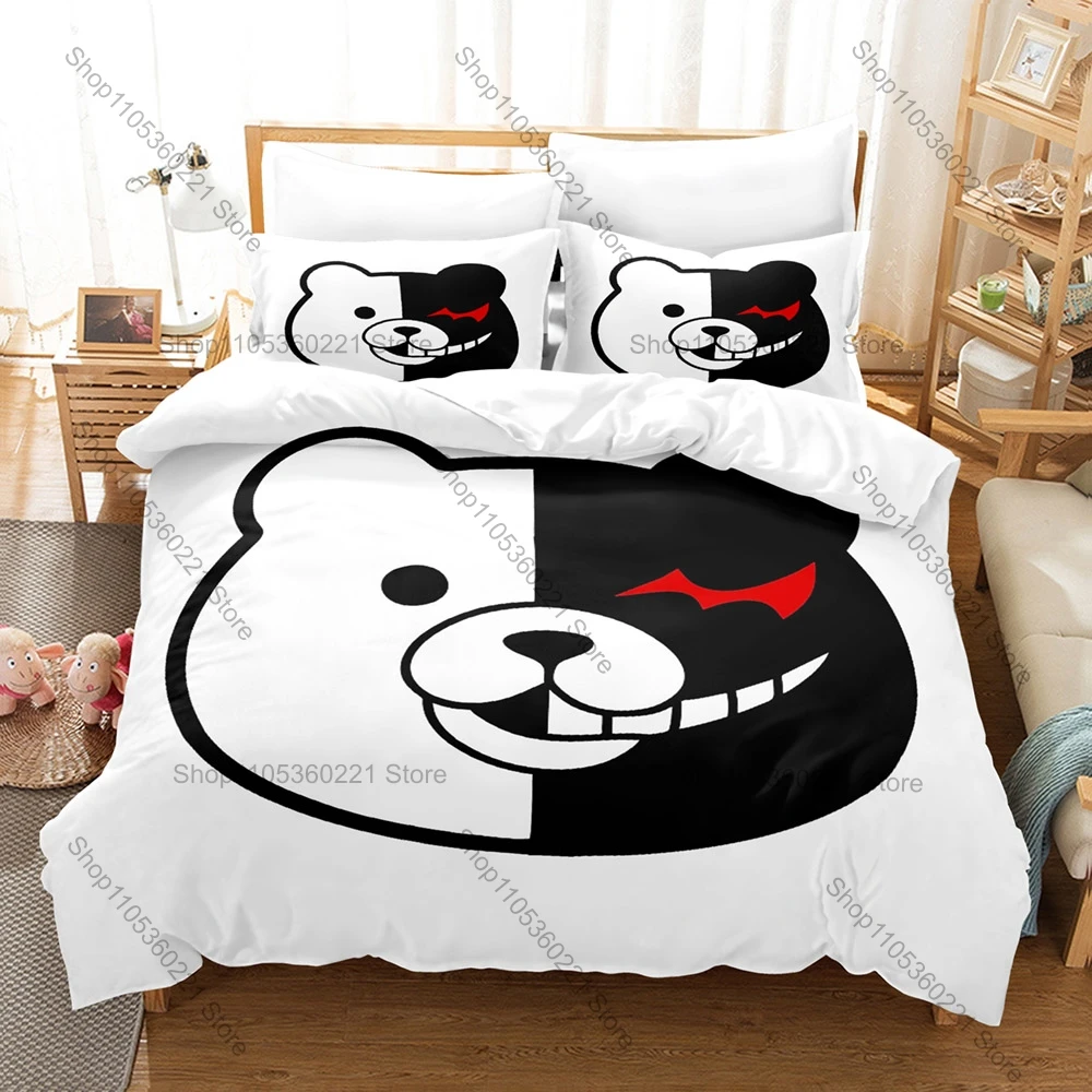 Cool Multi Size Danganronpa Monokuma Merchandise Duvet Cover Set 1 Duvet Cover + 2 Pillowcases Game Lover Gift