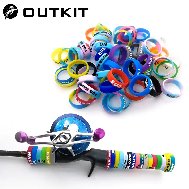 OUTKIT 20pcs Fishing Rod Handle Protective Case Lure Silica Gel Rod Clip O-shaped Ring Protector Anti-Slip Ring Tackle