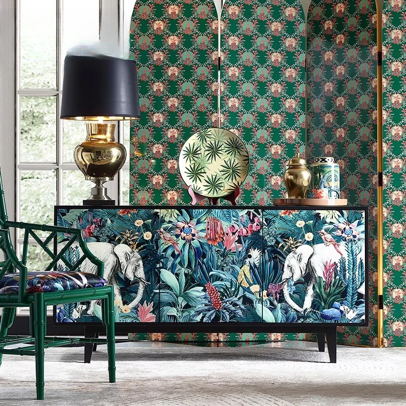 

Retro dining side cabinet porch decorative storage cabinet living room TV cabinet chest bedroom bedside cabinet solid wood