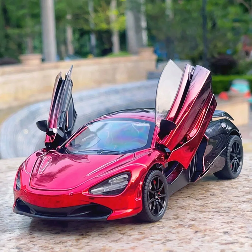 1:24 720S EVO Legierung Supercar Diecast Modell Spielzeug Vorderrad Lenkung Türen Geöffnet Sound Licht Ziehen Autos Kinder Weihnachten geschenk