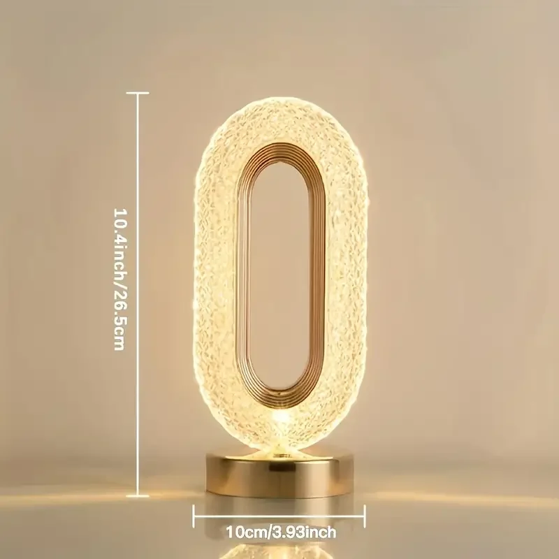 1pc Modern Portable Crystal LED Table Lamp 3-Level Brightness Touch Control Rechargeable Desk Lamp 3 Color Settings Night Light