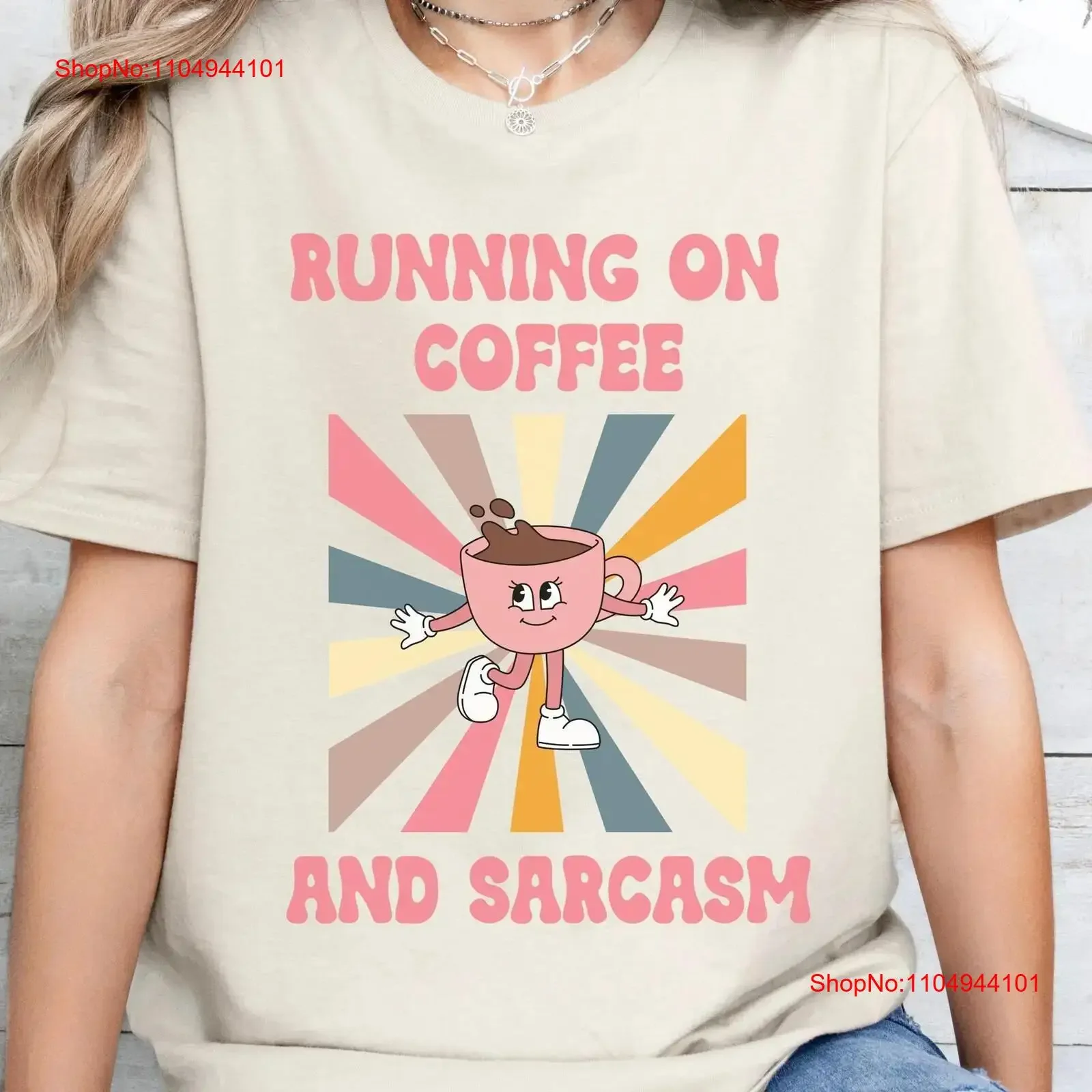 

I Run On Coffee And Sarcasm Funny Quote T Shirt Retro Trendy vintage Washed Slightly Breathable graphic Casual Soft fashion