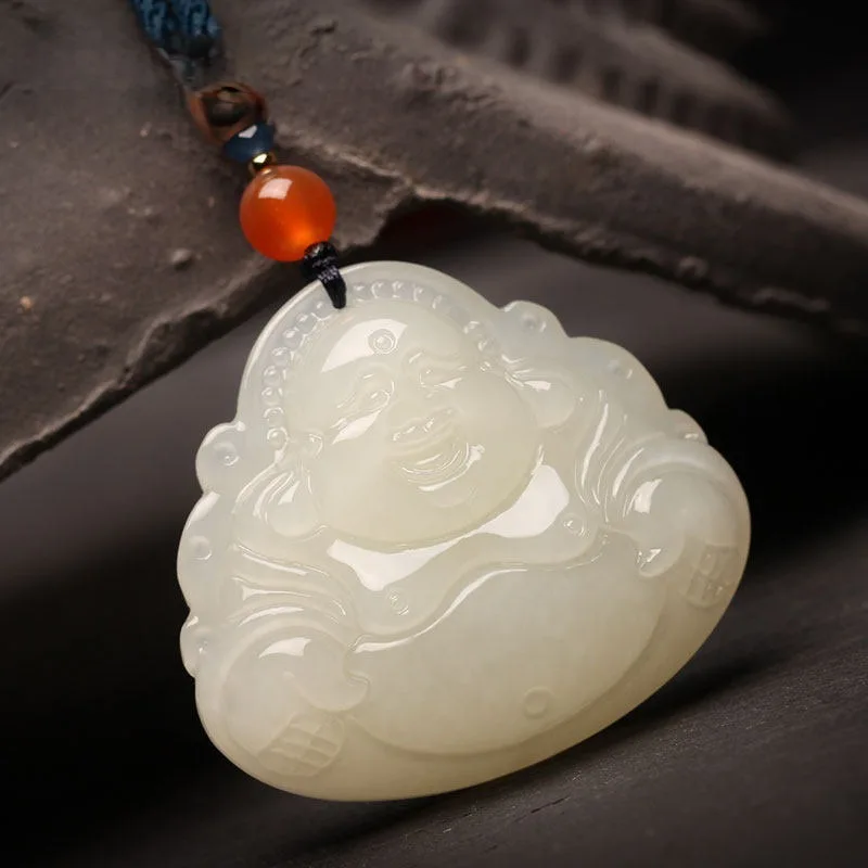Natural Hetian Jade Maitreya Big Belly Laughing Buddha Pendant Men And Women