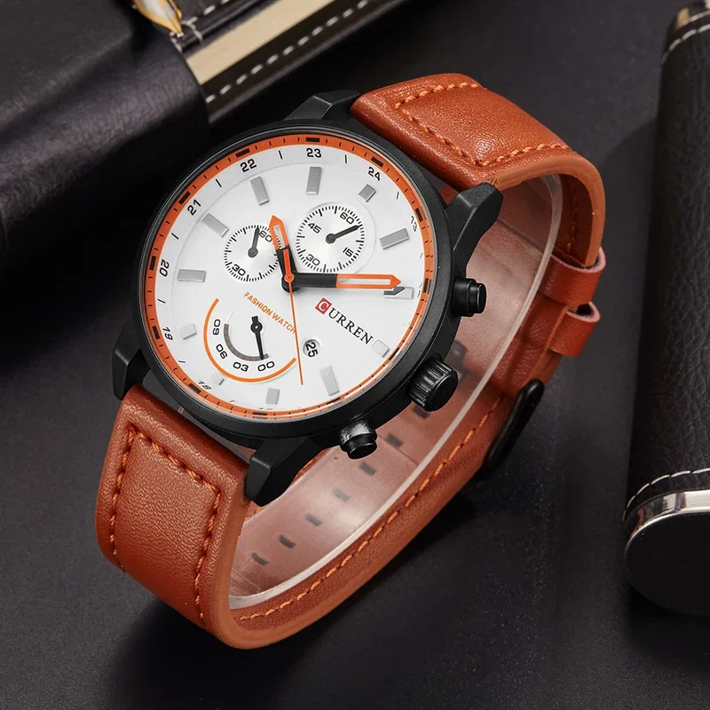 Men Watch CURREN 8217 Analog Sports Wristwatch Display Date Men's Quartz Watches Leather Strap Hodinky Relogio Masculino