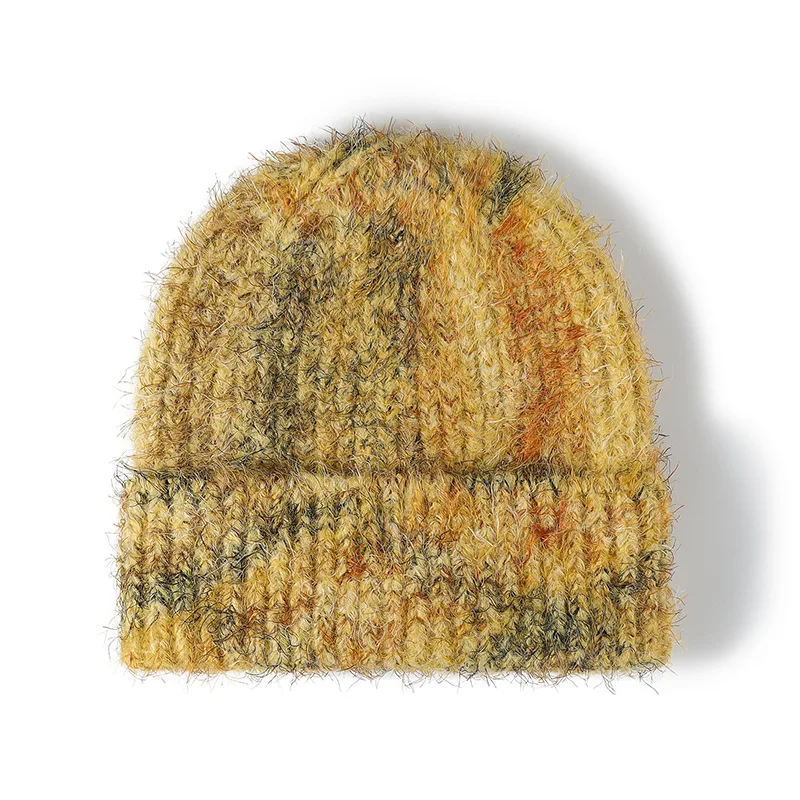 Winter Warm Knit Beanie Hat for Women Color Block Thick Pull On Cap Autumn Outdoor Daily Wear Casual Headwear