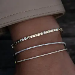 Tennis Chains Bracelets for Women Paved Geometric Square 5A Zirconia and Turquoise Blue Gold Color Fashion Women's Jewelry