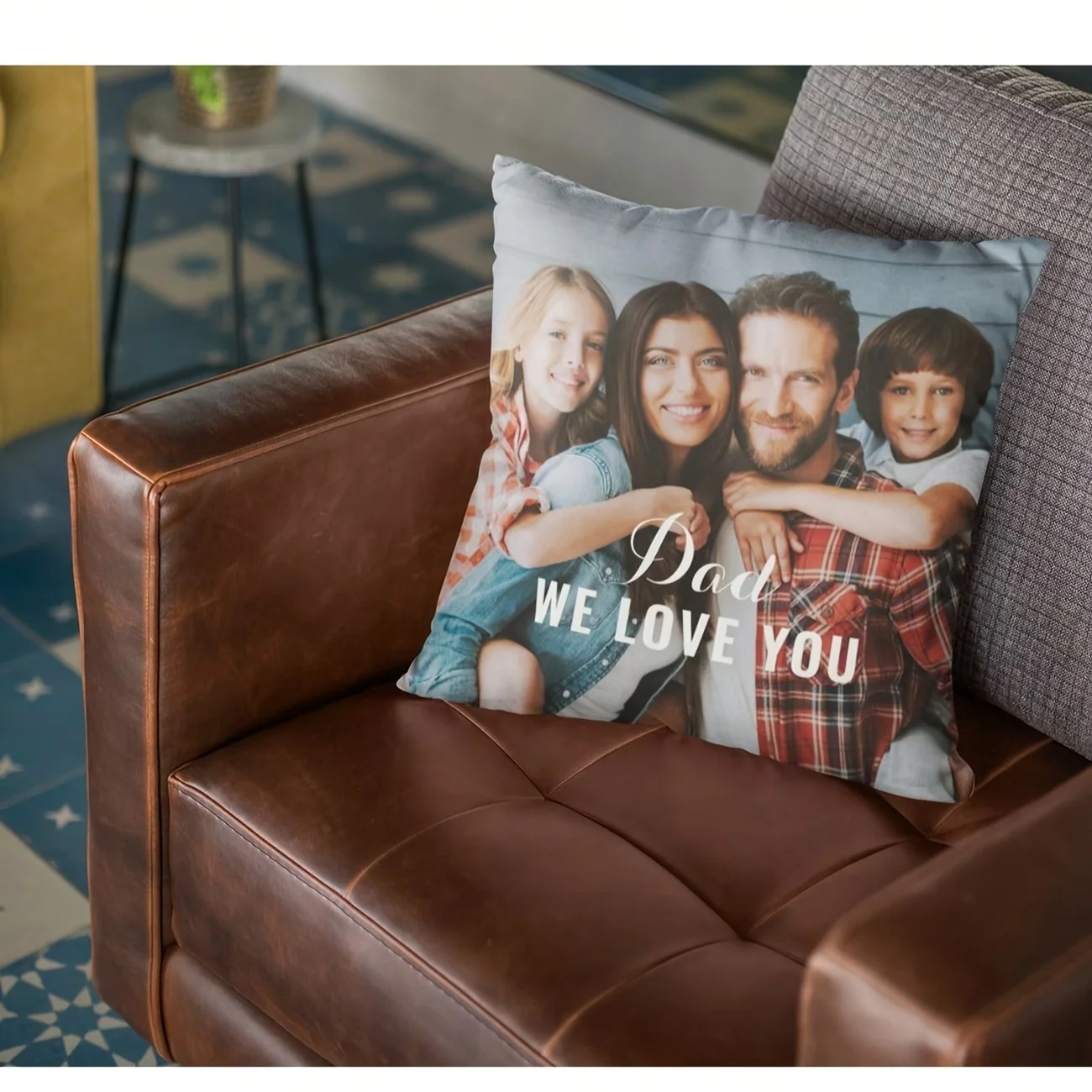 Customized Photo Decorative Pillowcase - Personalized Gift for Father, Mother, Partner - Father's Day, Mother's Day, Christmas, Birthday - Double-Sided Printing, Machine Washable, Zippered Closure, Modern Style, Multiple Colors, Various Sizes, Father's Day Pillowcase, Emotional Keepsake, Modern Home Decor, High-Quality Printing, Home Decor Accessory