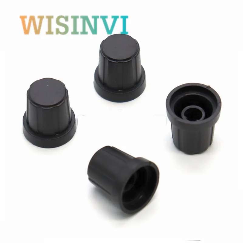 10PCS 19*19MM Half Shaft Black Plastic Knob Potentiometer Rotary Encoder Volume Switch Knob Suitable for D Axis 6MM