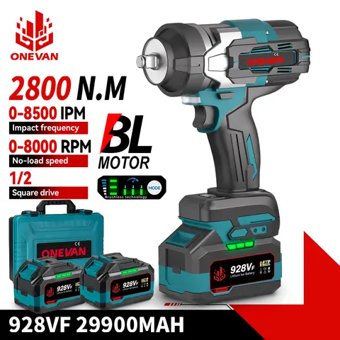 ONEVAN 2800N.M 브러시리스 전기 임팩트 렌치 1/2인치 무선 스크루드라이버 렌치 파워툴 (마키타 18V 배터리 핀용)