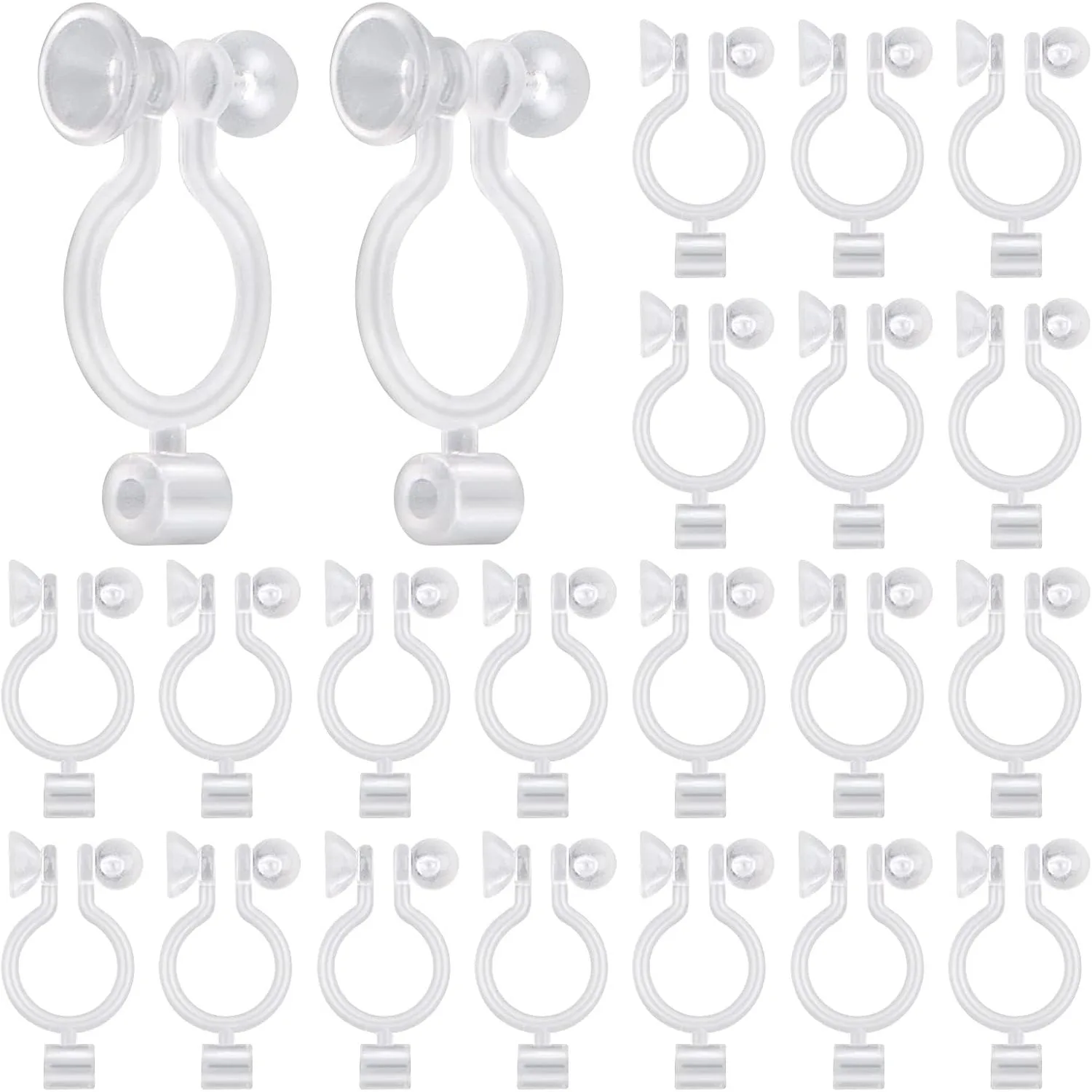 

50pcs Invisible Clip-on Earring Converters Components Clear Plastic Earring Clips Fit 3 mm Rhinestone with Bullet Earring Backs