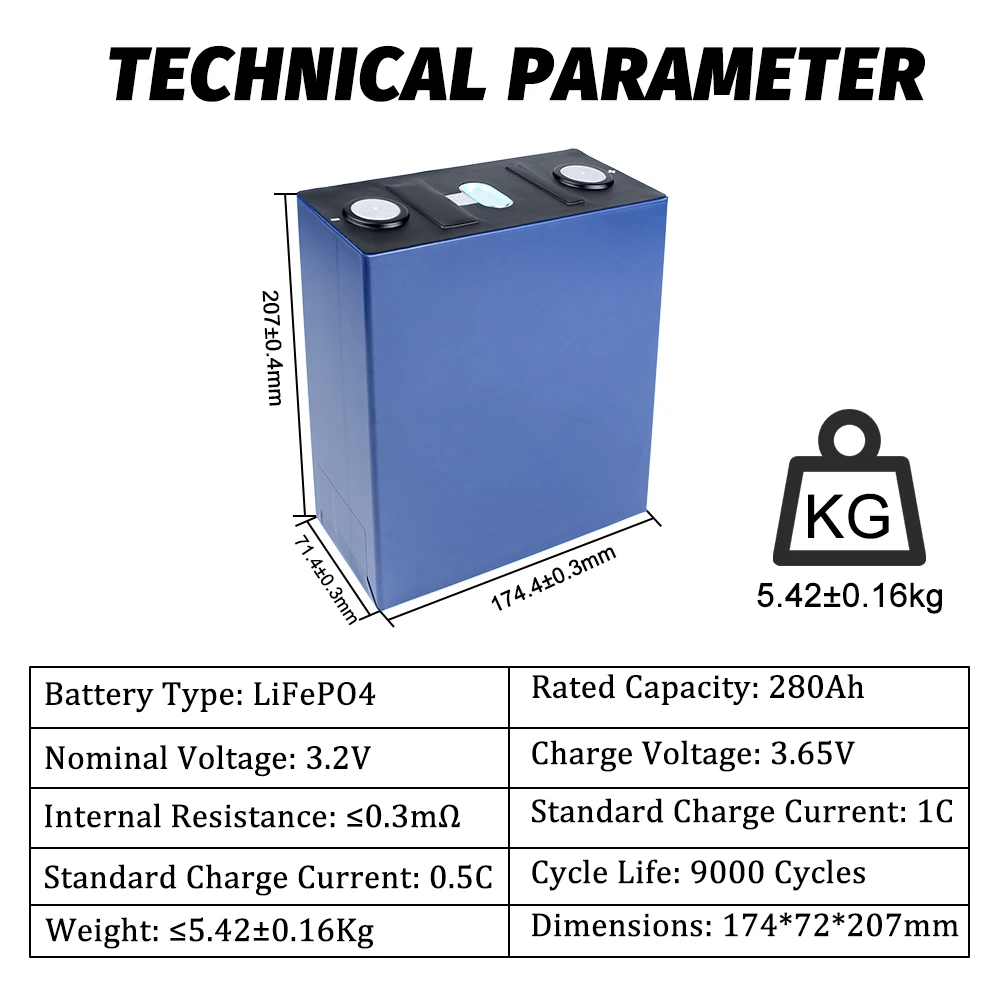 Imagem -03 - Calb Grau a Recarregável Lithium Iron Phosphate Cell Lifepo4 Bateria Barco Carrinho de Golfe rv ev sem Impostos Faça Você Mesmo 12v 48v 280ah