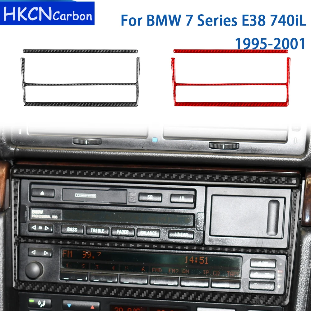 For BMW 7 Series E38 740iL 1995-2001 Accessories Carbon Fiber Car Interior CD Radio Decorative Frame Trim Sticker Decoration