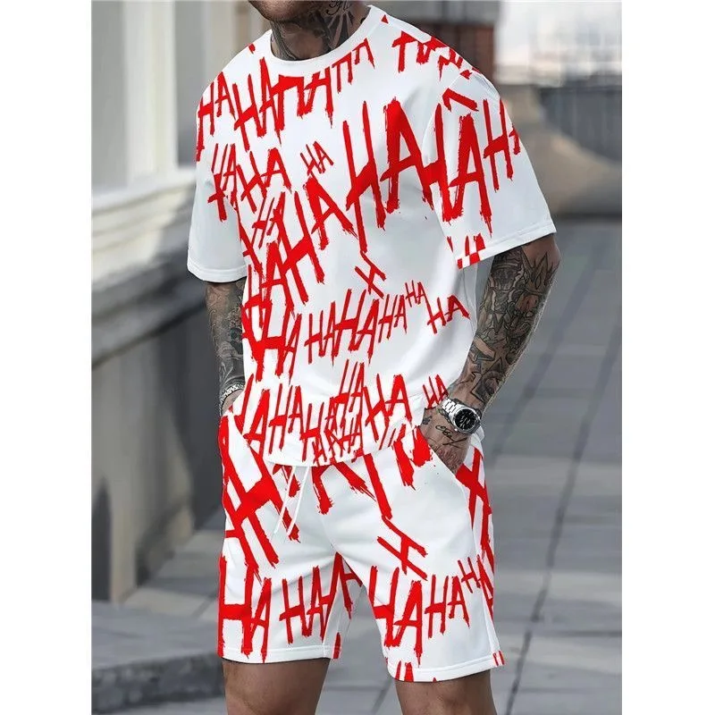 

2025 Hot S loween Pattern 3D Printed Set Men's Faionable round Ne T-irt Polyester Fiber ort Sve ort Pants