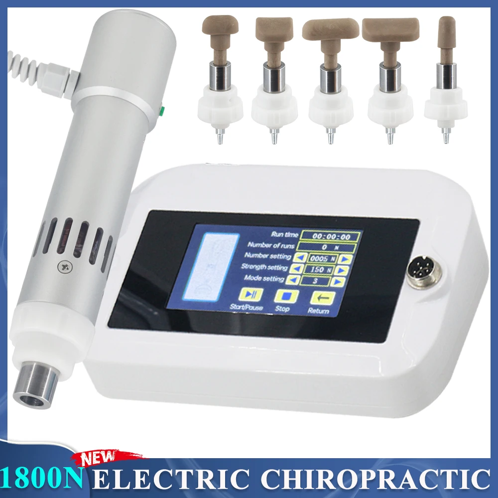 Electric Correction Gun Chiropractic Adjusting Tools 10 Heads Spinal Therapy 1800N Intensity Adjustable Body Relaxation Massager