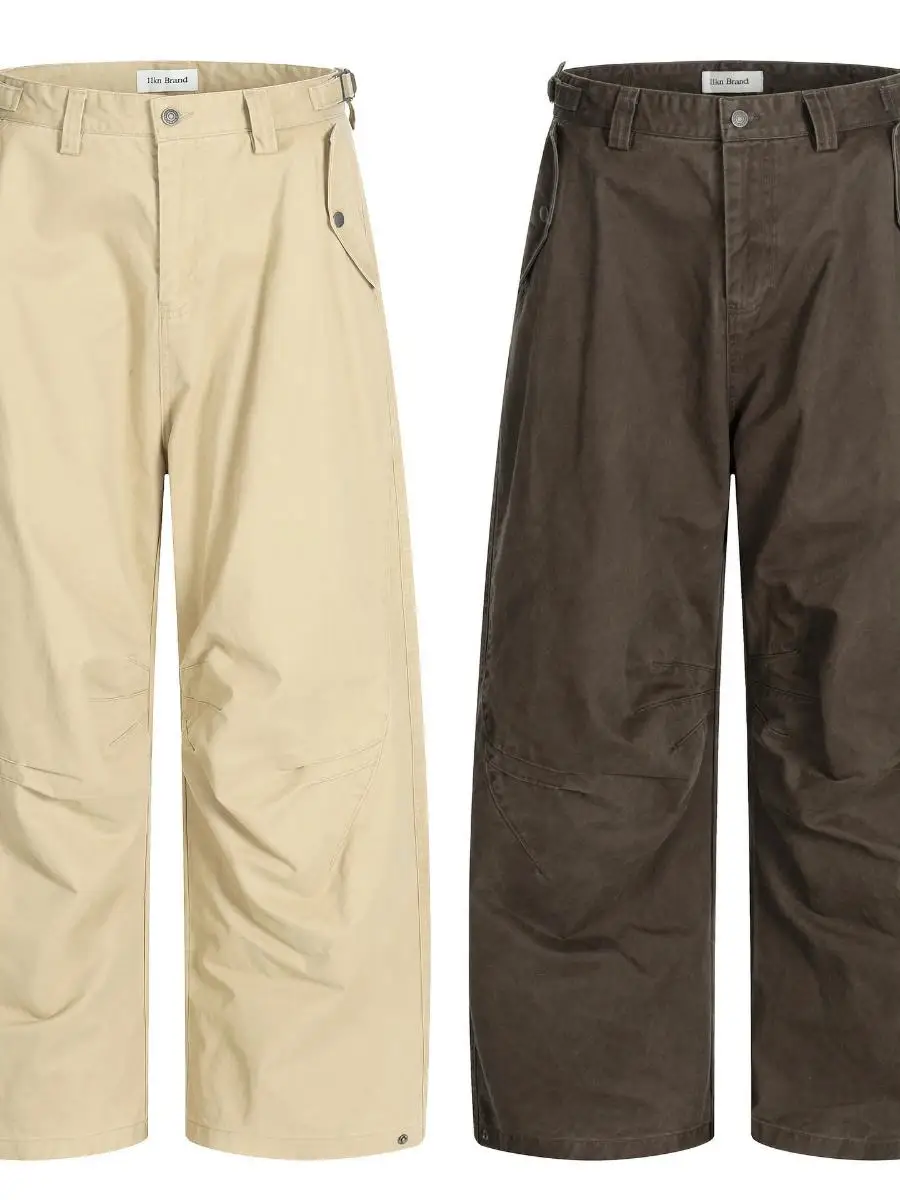 

Мужские рабочие брюки в стиле ретро, американские, свободные, широкие, повседневные, прямого кроя, из хлопка, с множеством карманов, удлиненные