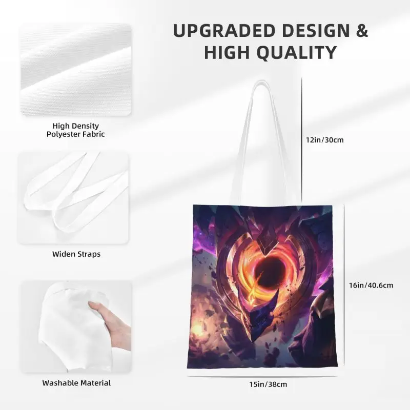 Nach League Video Spiele Legends Einkaufen Leinwand Tasche Frauen Reusable Lebensmittel Stern Malphite Tote Shopper Taschen