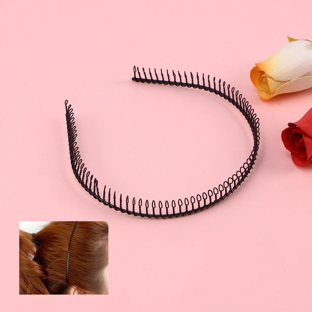 

Black Band Metal Hair Loop Women Teeth Comb Football Headband Hairband Man