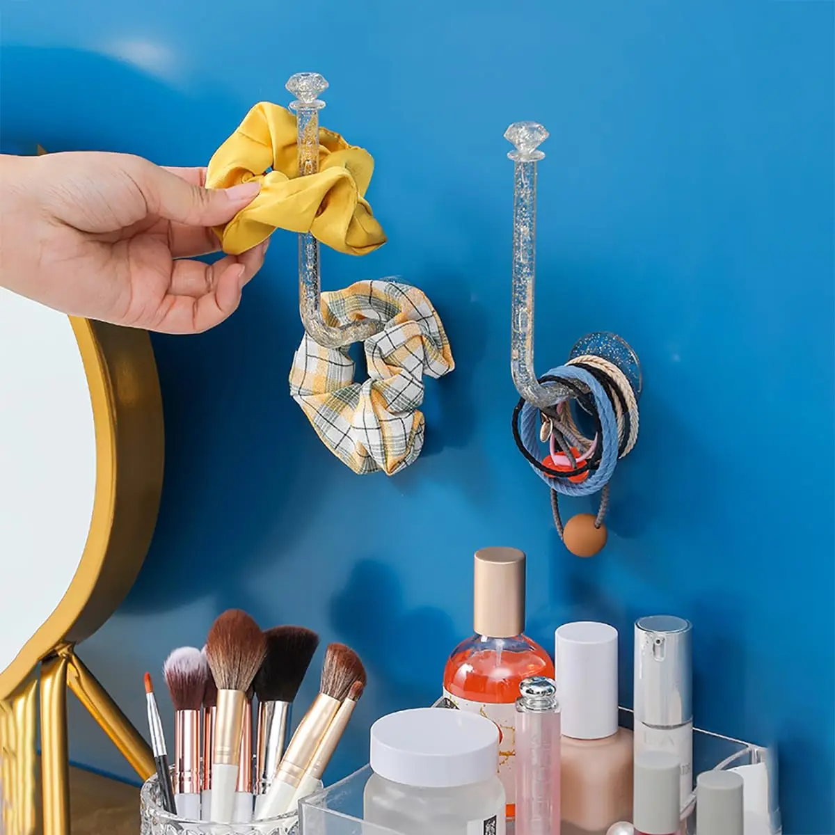 Adhesive Headband Holder Wall Mounted,  Hair Hoop Organizer for Bathroom Bedroom Closet, Space Saving Hair Accessory Hanger