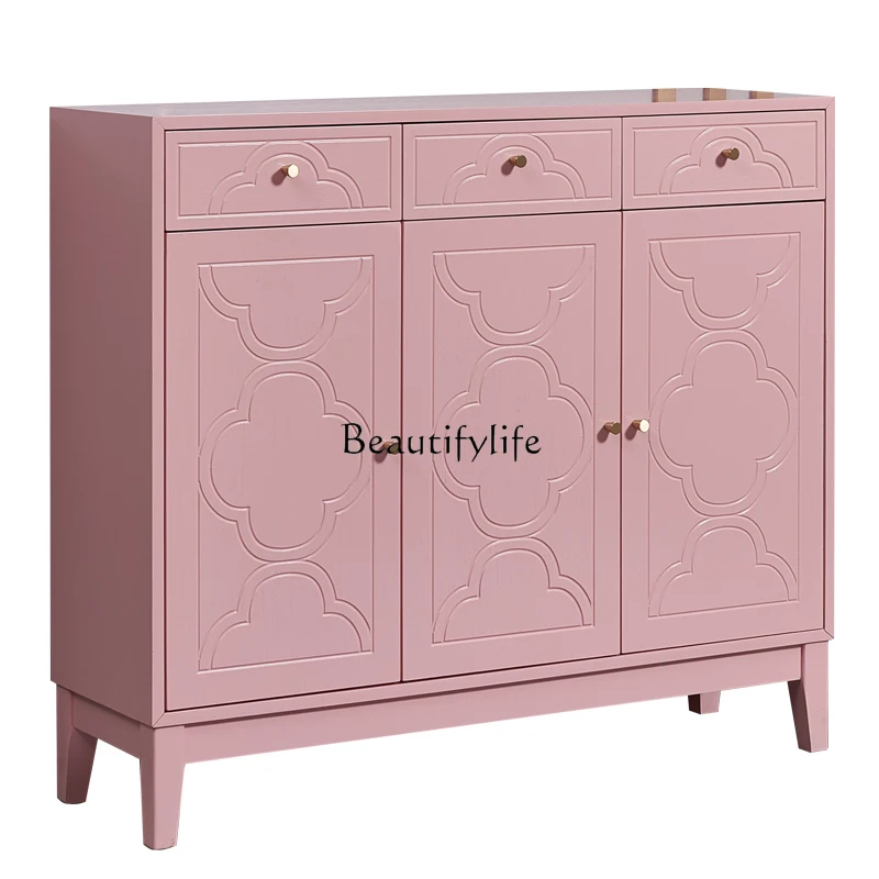 Light Luxury Household Shoe Cabinet Large Capacity Princess Pink Partition Hallway Matcha Storage Sundries Cabinet