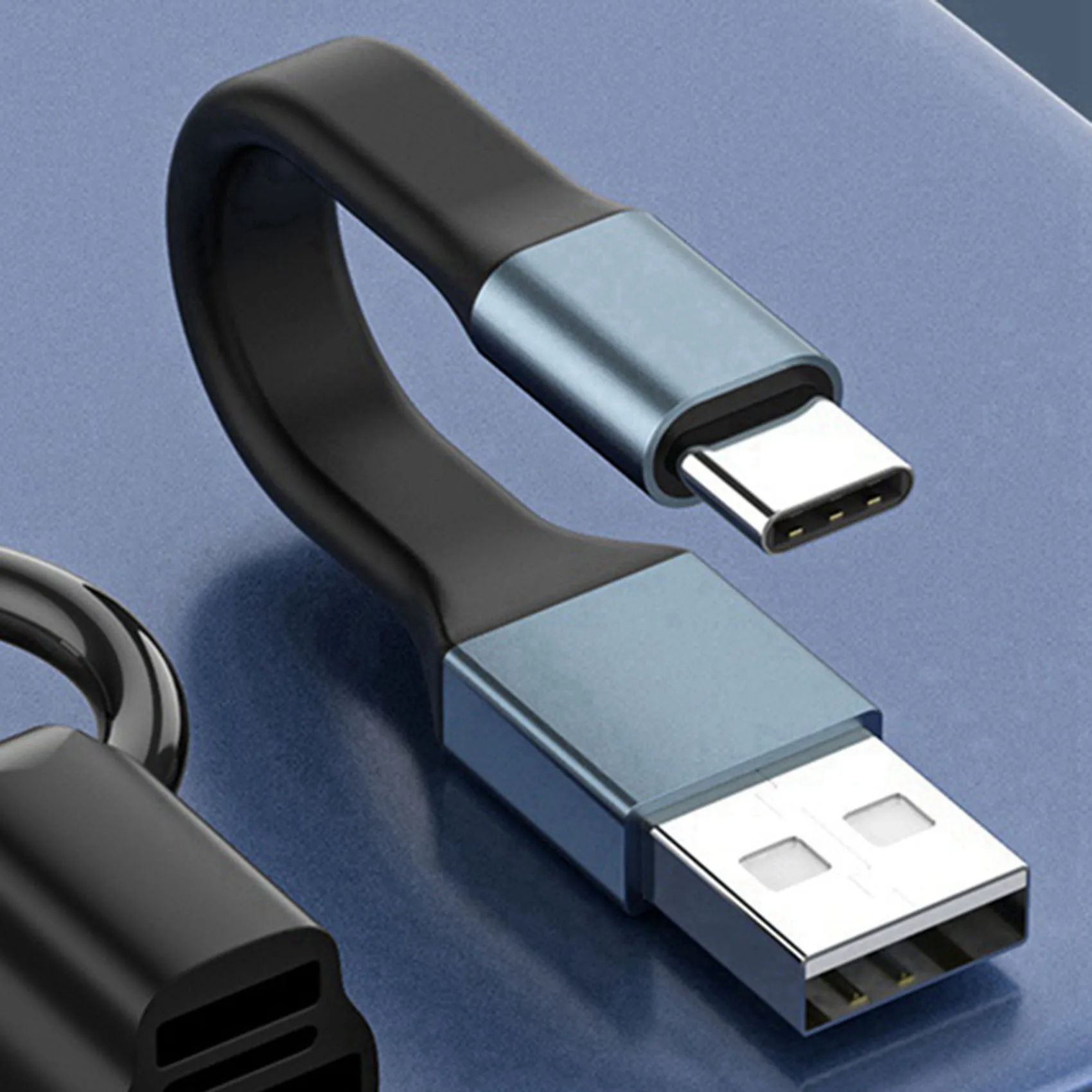 2X Mini 3A USB Type-C Fast Charging Data Cable Portable Keychain QC 3.0 USB Type C Short Cable for Type C USB Devices,A