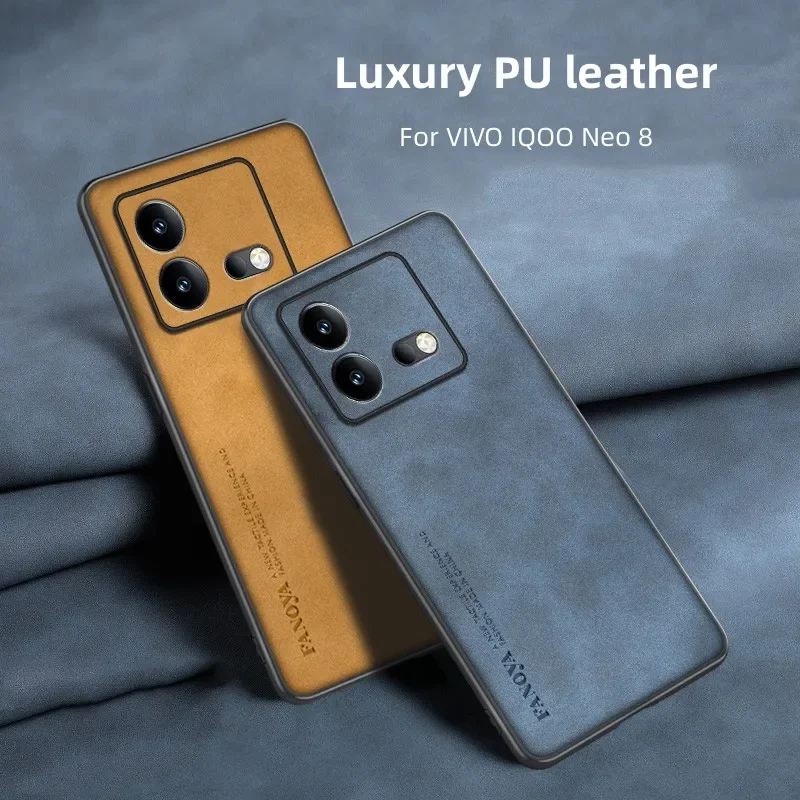 For VIVO IQOO Neo 8 Case Luxurious PU Leather Matte Shockproof Back Cover For IQOO Neo8 Pro Neo7 SE Thin Bumper Funda Coque