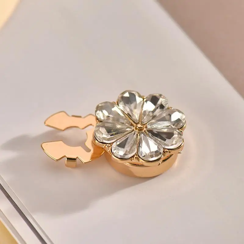 Small Rhinestone Buttons Blouses Button Covers Clip-On For Women Stylish Rhinestone Buttons Brooch Clothing Button For Mother