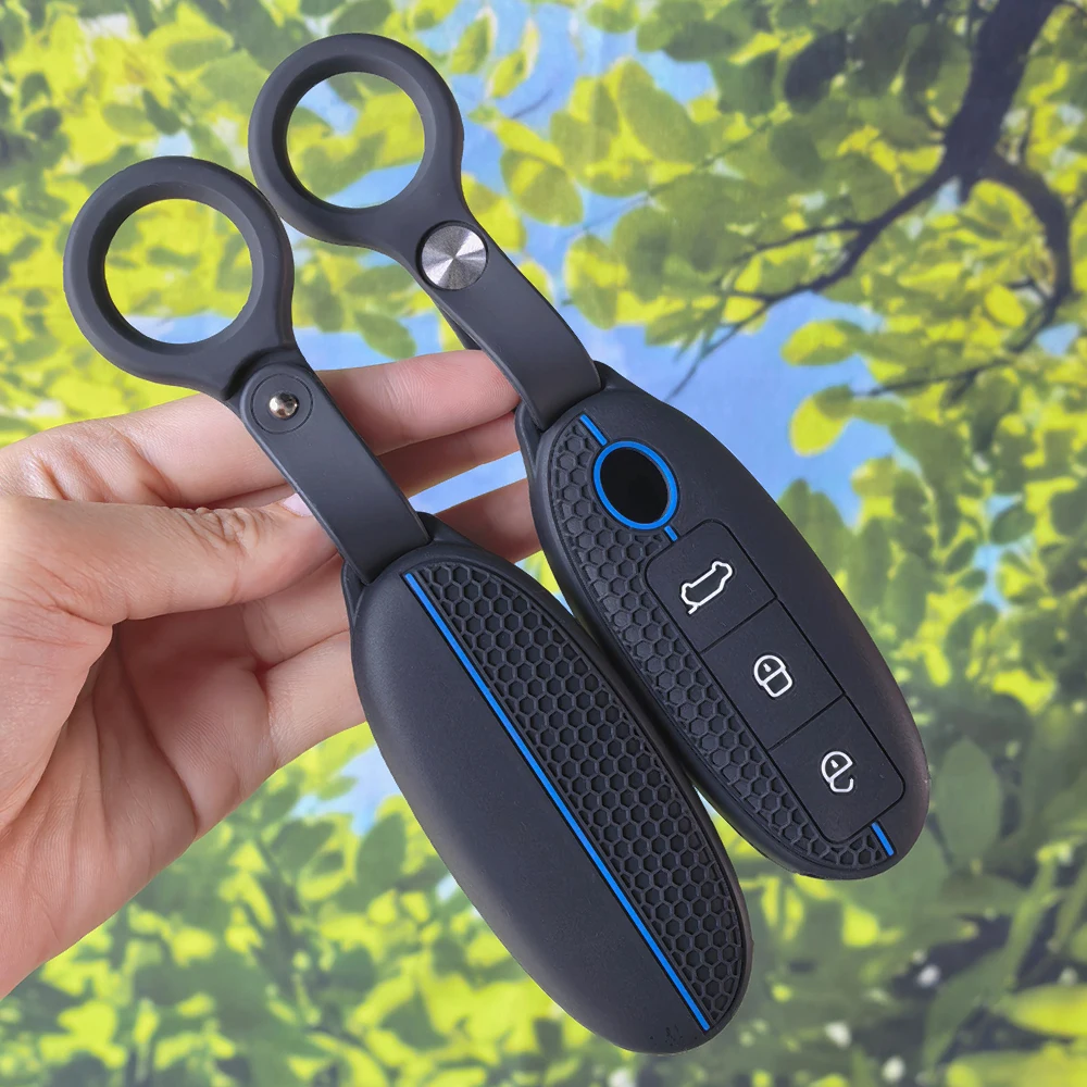 Durable Soft Silicone Car Key Shell with Keychain for Dongfeng Nammi 01 2024 New Energy High‑Level Remote Key Fob Cover